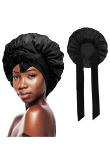 Satin Silk Bandana With Adjustable Tie - Lightweight Hair Care Hat For All Night Comfort, Conditioning And Showering - Men's And Women's Bow Simulated Silk Beauty Hair Care Wide-Brimmed Hat Bandana Sleeping Hat Back To School
