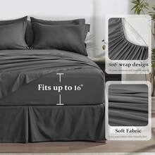 Newspin Queen Bed In A Bag 8 Pieces Comforter Set, Black All Season Bed Set, Queen Bedding Sets With Comforter And Sheets, Pillow Shams, Flat Sheet, Fitted Sheet, Pillowcases And Bed Skirt - 深灰色 - 查看 6