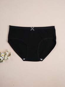 7件大码女式蝴蝶结透气黑色内裤舒适三角裤 - 黑色 - 查看 4