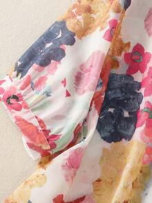 Plus Size Women's Short Sleeve Button-Down Blouse With All-Over Floral Print Lapel Collar - Casual Daily/Festival/Travel Outfits For Spring Summer Fall Evening Occasions