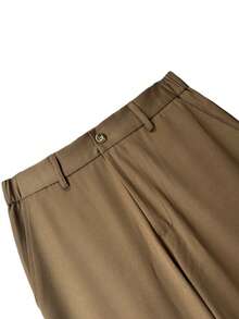 男士秋季西装裤，时尚简约直筒休闲裤，宽松简约男装风格，纯色抗皱直筒裤 - 咖啡棕 - 查看 5