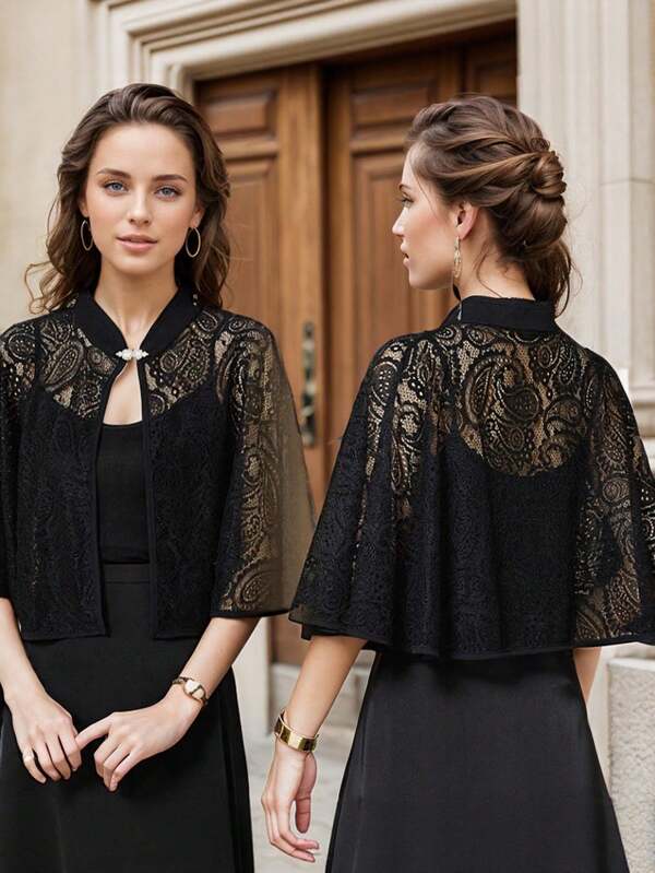 1 Stück eleganter Damenschal mit Paisley-Muster und Lochstickerei, geeignet für Spaghetti-Träger-Kleider, Partyveranstaltungen