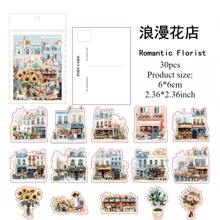 30pcs Garden Scenery Park Path City Flower Shop Willow Park Flower Vine Window Plant Corner Stickers Handbook Material Stickers Item Decoration Stickers Premium Waterproof Vinyl Stickers For Scrapbooking, Journals, And Laptops - Decorative Scrapbook Supplies For Adults,School Supplies,Back To School