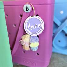 Personalized Initial Bag Charm | Name Beach Tote Tag | Last Name Initial Inside Overlapping Rings | Acrylic Name Keychain | Tassel Beach Accessories Beach Essentials Vacation Beach Bag Summer Accessories,School Supplies,Back To School,School Gift,For Office,For School,For Classroom,For Teacher Gifts,For University,For Colleague,For Dorm Rooms,For Teacher,For Boys And Girls,For Teenagers,Junior High School Students,Middle School Students,High School Senior High School Students,College Students,University Students,Freshman,Sophomore,Underclassmen,All-Purpose,Large Capacity,Versatile,Multifunction,Colorful,Cute,Adorable,Contracted,Funny,Kawaii,Y2K,Minimalist,Commuting,Business Casual,Basics,Custom,Personalized,Unique,Customized,Ideal Gifts For Him,Ideal Gifts For Her,Her,Family,Friends,Girlfriend,For Anniversaries,For Birthdays,For Holiday/ Vacation,For Outdoors/Outings/Travel/Hiking/Stadium/Sports/Climbing,For Business/Commute/Work/Office,Customized Bag Accessories