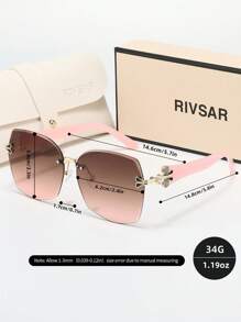 Óculos de Sol Quadrados sem Armação da Moda RIVSAR para Mulheres, Elegante Casual ao Ar Livre Chique para Festas, Viagens, Encontros, Acessórios de Joia Redonda Gatinho de Verão, Presente de Marca Premium para Feriados, Dia dos Namorados, Natal, Halloween