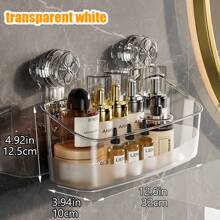 PET transparentes Badezimmer, Dusche, Küche, Toilette Aufbewahrungsregal - 2 Farben (Klar Weiß & Rauchgrau), klebefrei mit Saugnapf-Befestigung und Twist-Lock Luftfreigabe-Technologie, bohrlochfreie Wandmontage ohne Beschädigung, wiederverwendbares Mehrzweck-Aufbewahrungsregal für Gewürzgläser, Toilettenartikel, Toilettenpapier, Badezimmerzubehör, feuchtigkeitsbeständig, platzsparendes Design Rückkehr zur Schule