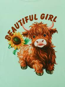 3pcs Women's Sleepwear Set, Short Sleeve Top, Shorts & Long Pants, Crew Neck, Breathable & Comfortable, Loose Fit, Bold Graphic Print, Suitable For All Seasons - Mint Green - View 4