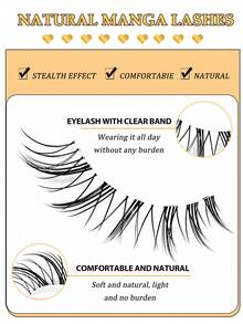 Asiteo 5 Pairs Manga Lashes Natural Look Eyelashes Cat Eye Lashes Cross Thick Mink Lashes Anime False Eyelashes Extension Makeup Tools Party Travel - Spiky Manga Lashes - View 4