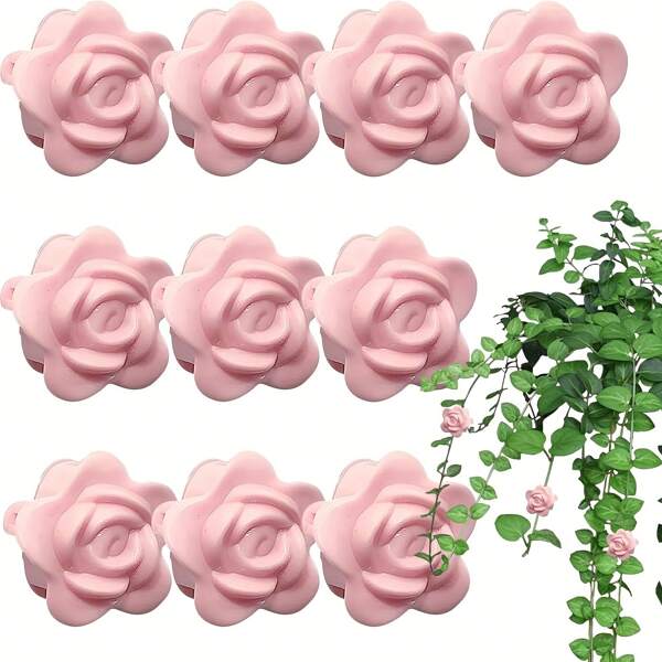 50pcs Floral Vine Cable Ties, Green Plant Fixator, Flower Support Stand, Self-Adhesive Wire Clamps, Plant Wall Clips