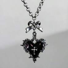 Spitze rote Glasherz-Anhänger-Halskette für Frauen Männer Grunge-Mode Y2K Gothic-Stil Halsketten-Schmuck