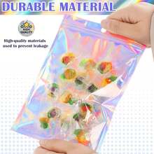 2025100 Pcs Smell Proof Bag, Zip Lock Mylar Bags With Clear Window, Resealable Holographic Bag For Gift, Jewelry, Snack, Candy, Treat, Small Business Packaging Bags, Small Goody Baggies (4x6in) - 綠色 - 查看 5