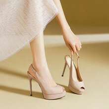 Sandalias de tacón alto con boca de pez para mujer en verano, tacones de aguja de temperamento sexy para mujer sin cansar los pies - Desnudo-12cm - Ver 2