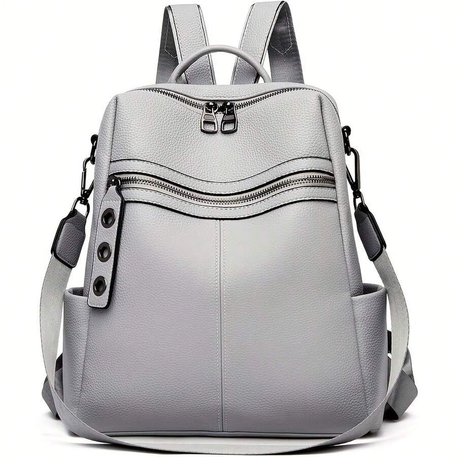 Local Shipping-Convertible Shoulder Handbag, Travel Bag, Satchel, Rucksack For Ladies Women's Fashion Backpack Purse - - Light Gray - View 1