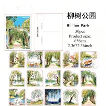 30pcs Garden Scenery Park Path City Flower Shop Willow Park Flower Vine Window Plant Corner Stickers Handbook Material Stickers Item Decoration Stickers Premium Waterproof Vinyl Stickers For Scrapbooking, Journals, And Laptops - Decorative Scrapbook Supplies For Adults,School Supplies,Back To School