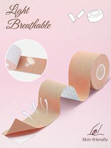 1 Roll Of Breast Enhancement Tape - Self-Adhesive Elastic Breast Enhancement Tape, Breast Lift Strapless Bra, Comfortable And Breathable Stretch Fabric, Invisible Support, Free Cut, Suitable For Strapless Backless Dress - Khaki - View 7