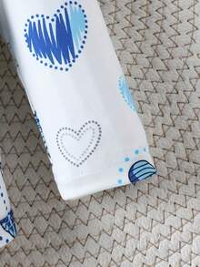 Directional Development Of 3 Pieces Set Of Long Sleeve Butterfly Heart Print Flying Sleeve Ha, Pit Strip Butterfly Embroidery Adjustable Slim Bib Pants, Blue Bandana - 中等水洗藍 - 查看 3