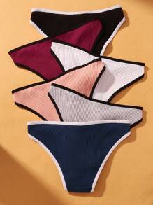 VKME 6 pezzi set di mutande in cotone a vita bassa, biancheria intima con fibbia in metallo, colore unito