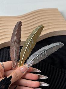 1 pieza Accesorio de fotografía con forma de hoja y pluma de metal, herramienta para exhibición de nail art
