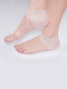 2 件装脚跟保护套，凝胶硅胶脚跟保护袜，防裂保湿套，脚跟垫，男女配饰 - 白色 - 查看 2