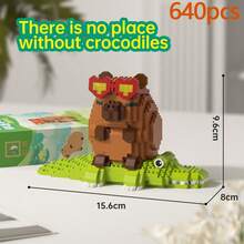 水豚积木玩具，成人治疗创意啮齿动物组装模型，DIY 减压，适合作为生日、情人节、圣诞节、万圣节礼物送给女朋友、男朋友、朋友
