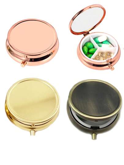 便携式药盒，多功能防潮旅行药盒，适用于钱包和口袋，可爱的金属药丸收纳盒，用于维生素、鱼油和补充剂