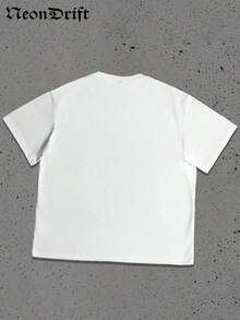 Y2k,Fun Pattern, Men's Summer Short Sleeved Pure Cotton Comfortable And Breathable Casual Outdoor Street Round Neck T-Shirt, A High-Quality Fashion Brand, A Surprise Gift For Family And Friends. - 白色 - 查看 2