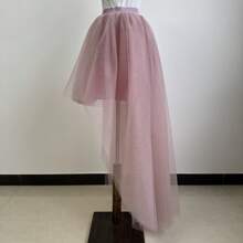 Women's Colorful Stylish Asymmetrical Tulle Skirt, Europe And America Design, Sexy Hem, Suitable For Daily Wear And Stage Performance