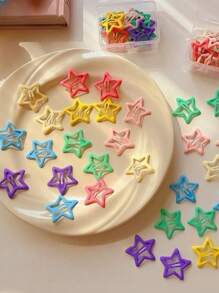 20pcs Colorful Star Barrettes, Multicolor Hair Clips, Cute Snap Hairpins, Star-Shaped Metal Hairpins, Kawaii Hair Accessories, Hollow Small Star Cute Metal Five-Pointed Star Snap Hair Clips, Suitable For Women, Girls And Babies Back To School