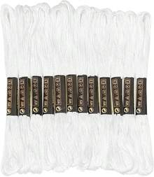 12 Skeins Embroidery Floss White Color, Friendship Bracelet String Embroidery Thread Floss Bracelet Making Yarn, Floss(White) - Rainbow - View 3