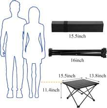 Camping Side Table, Portable Folding Beach Table, Small Aluminum Picnic Backpacking Table For Outdoor Cooking, BBQ, Hiking, Boat, Travel, 15.5''L X 13.8''W X 11.4''H
