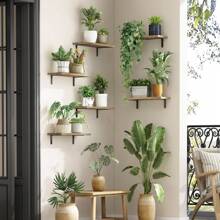 Superlele 4/6pcs Floating Shelves, Farmhouse Wood Wall Mounted Shelves For Bedroom & Bathroom Storage, Book Shelf