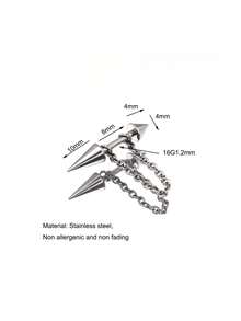 1PC Spiked Helix Piercing Rivet Earring With Detachable Chain Golden Stainless Steel Ear Piercing Punk Jewelry Cartilage Lobe