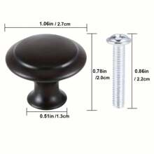 10pcs Matte Black Aluminum Cabinet Knobs, Solid Metal Round Drawer Pulls, 1 Inch Flat Stainless Steel Handles Suitable For Nursery, Kitchen, Dresser And Doors