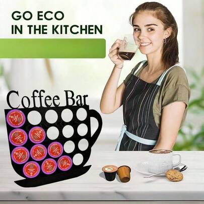 1 Coffee Cup Pattern Coffee Capsule Wooden Storage Rack, Display Rack, Storage Container, Suitable For Home Coffee Bar, Restaurant Countertop Decoration, Birthday Party, Valentine's Day, Father's Day Graduation Season Gift, Coffee Enthusiast Gift