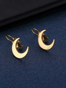 2pcs Simple Gold Smooth Crescent Earrings Creative Personalized Female Gift