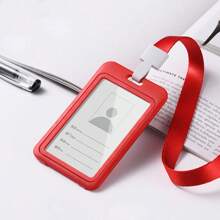 1pc/5pcs/10pcs/50pcs Ins Style Thick Vertical & Horizontal Card Holder, 11 Colors Lanyard ID Badge Holder, Suitable For Office, School, Mall, Work Etc. School Supplies,Back To School