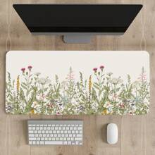 Large Vintage Floral Non-Slip Rubber Desk Mat - Cute Flowers Design Keyboard Pad For Office & Gaming, Soft Rubber Mousepad With Stylish Patterns For PC And Laptop Workspace, Computer Desk Mat