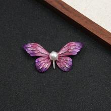 Broche de mariposa de esmalte degradado de lujo, broche elegante vintage con decoración de cristal de rinoceronte chapado en oro de aleación para mochila escolar
