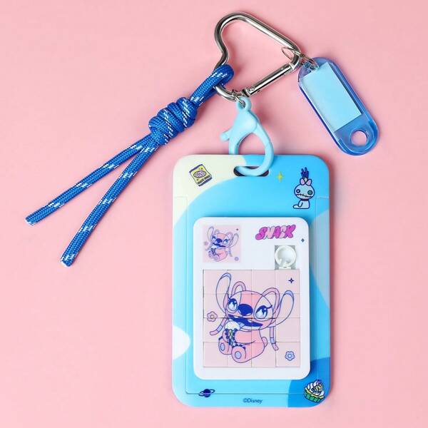 Miniso Disney Stitch Essen Party Serie Kartenhalter Schlüsselanhänger, Stitch Kartenhülle, Abzeichen, süßer Mädchen Türkartenetui, Halskette Jungen Kreditkartenhalter, Zugangskarten Zubehör