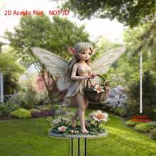 [2D Flat] 1pc Bohemian Style Angel Fairy Garden Stake, 5.91" X 7.87" Acrylic Garden Decor Sign, Waterproof And Scratch-Resistant, Multipurpose Indoor/Outdoor Decoration For Patio And Lawn, Suitable For Various Room Types, Ideal For New Year, Easter, St. Patrick's Day, Valentine's Day, No Electricity Required