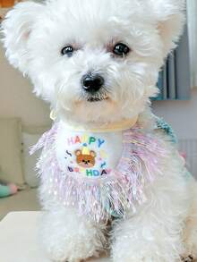 1 件装狗狗和猫咪唾液围兜，泰迪熊生日围巾，适合小型犬 - 彩色 - 查看 3