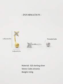 1pc 925 Sterling Silver Four-Leaf Clover Nose Ring/Nose Stud/Lip Ring/Ear Cuff/Ear Cartilage Hoop