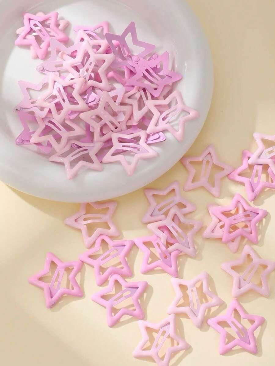 20pcs Colorful Star Barrettes, Multicolor Hair Clips, Cute Snap Hairpins, Star-Shaped Metal Hairpins, Kawaii Hair Accessories, Hollow Small Star Cute Metal Five-Pointed Star Snap Hair Clips, Suitable For Women, Girls And Babies Back To School