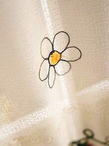 1 pieza Cortina de café con bordado de fresa, cortina de café con bordado de fresa en estilo minimalista fresco con ojal, cortina de ventana de cocina, cortina de café, cortina divisoria, apta para gabinete de cocina, ventana de bahía, cortina de puerta, decoración del hogar