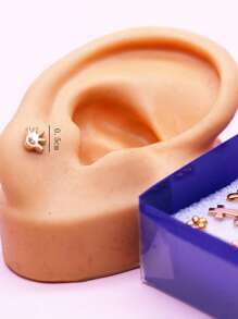 Assorted Mini Cartoon Gold-Color Plastic Stud Earrings, May Not Be The Same As The Picture