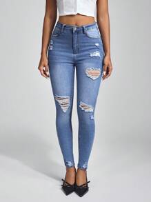 Jeanoix Ripped Detail Skinny Jeans Ripped Jeans