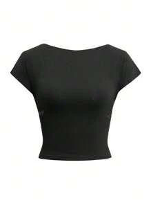 Top maglia attillato e sexy senza schienale da donna per l'estate