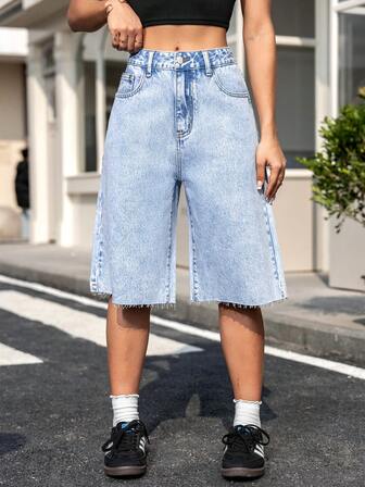 Shorts jeans retos com estampa de floco de neve casual feminino na altura da coxa