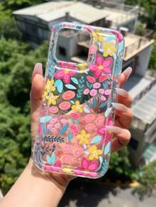 Daisy Floral 1pc Colorful Flower Pattern Transparent TPU Shockproof Airbag Anti-Drop Anti-Fingerprint Phone Case, Compatible With IPhone