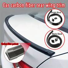 1 件易于安装的碳纤维外观汽车后扰流翼，无需钻孔，软橡胶汽车装饰条，增强后车外观，汽车翼装饰条